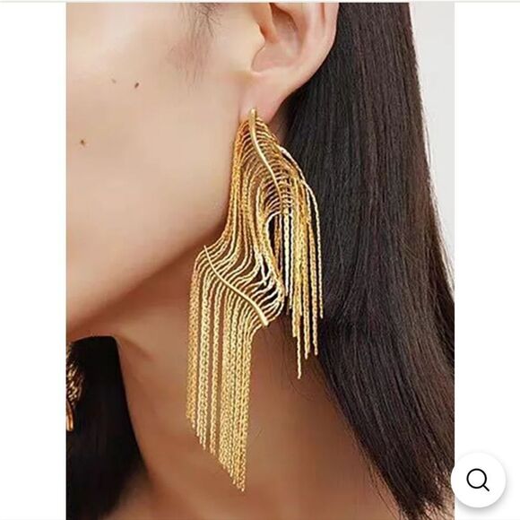 Nwt FREE PEOPLE cascading fringe gold plated earrings - Picture 9 of 12
